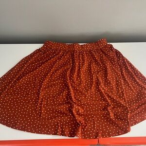 French Grey Rust Polka Dot Skater Skirt